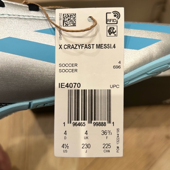 Brand NEW with Tags! Adidas X Crazyfast Messi soccer shoes blue silver black 4.5 - Picture 11 of 13